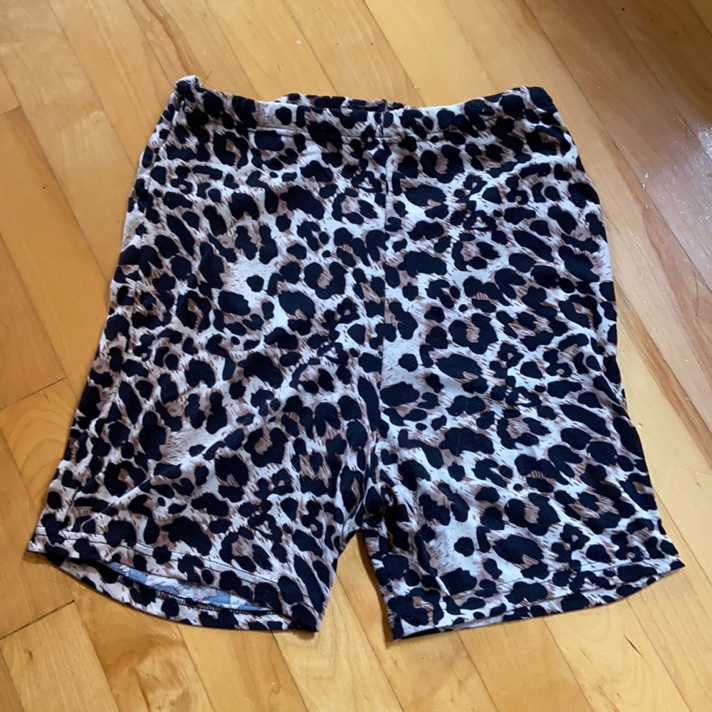 Leopard Print Maternity Biker Shorts
